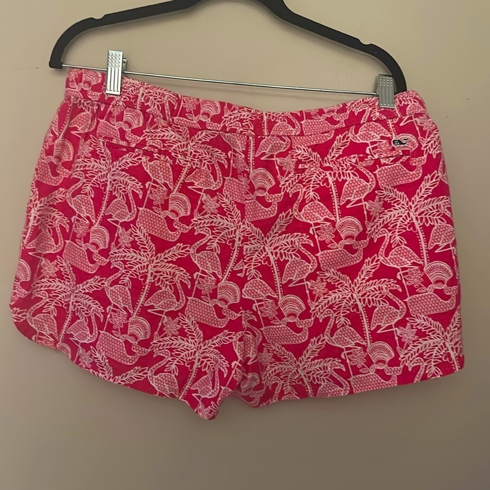 NWT Vineyard Vines Womens Pink Flamingo Print Linen Blend Short Sz Medium Preppy - Picture 2 of 9